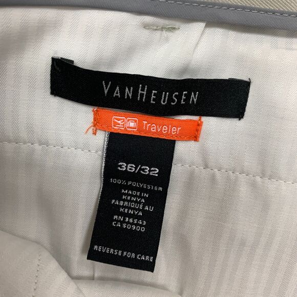 Van Heusen Traveler Pants Mens 36 Artichoke Pleated Front Classic Fit Non Iron - Picture 6 of 16